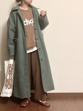 「DHOLIC（ディーホリック）のラグランスリーブボクシーロングコート（ダウンジャケット/コート）」を使った、ayuMi◡̈さん（レディース・152cm）の冬コーディネート