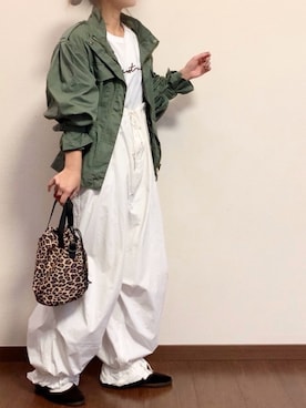 「reca（レカ）のアイテム（ミリタリージャケット）」を使った、ayuMi◡̈さん（レディース・152cm）の春コーディネート