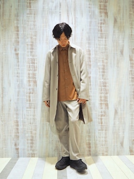 「tk.TAKEO KIKUCHI」｜「アイテム（ステンカラーコート）」を使った、.kuroさん（メンズ・175cm）の冬コーディネート