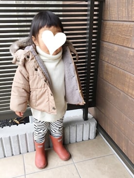「長靴」｜「アイテム（ブルゾン）」を使った、oshamaさん（キッズ・80cm）の冬コーディネート