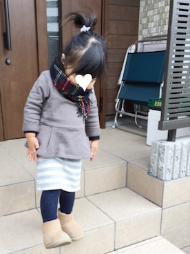 「グレーボーダー」｜oshamaさん（キッズ・80cm）の冬コーディネート