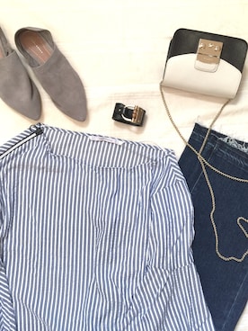 「ハイウェストデニム」｜ここさん（レディース・161cm）の冬コーディネート