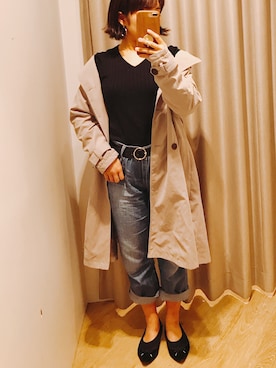 「FUN（ファン）のアイテム（トレンチコート）」を使った、YUさん（レディース・158cm）の春コーディネート