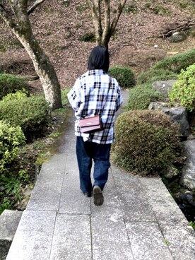 「MOUSSY（マウジー）のACCORDION SHOULDER バッグ（ショルダーバッグ、ブラウン系）」を使った、sakime0127さん（レディース・152cm）の秋コーディネート