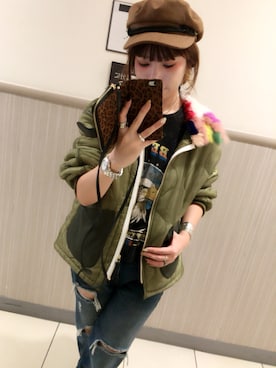 「ラビットファー」｜「アイテム（その他アウター）」を使った、もっちゃんさん（レディース・164cm）の冬コーディネート