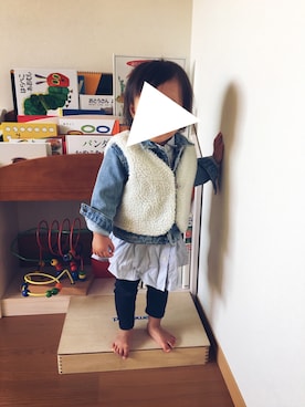 「apres les cours（アプレレクール）のアイテム（シャツワンピース）」を使った、okuragrapeさん（キッズ・80cm）の秋コーディネート