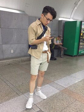 「menswear」｜「アイテム（その他シューズ）」を使った、陳捲毛さん（メンズ・170cm）の夏コーディネート