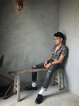 「menswear」｜「アイテム（その他シューズ）」を使った、陳捲毛さん（メンズ・170cm）の夏コーディネート