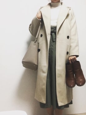 「コーディネート」｜「アイテム（チェスターコート）」を使った、sayaさん（レディース・164cm）の冬コーディネート