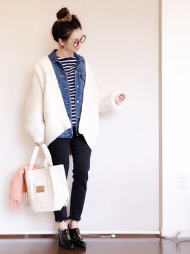 カーディガン ボレロを使った ジージャン のレディース人気ファッションコーディネート Wear
