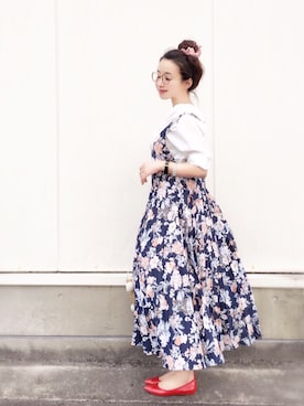 「cache cache（カシュ カシュ）のアイテム（かごバッグ）」を使った、陽さん（レディース・156cm）の春コーディネート