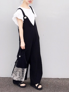 「KBF（ケイビーエフ）のアイテム（オールインワン・サロペット）」を使った、陽さん（レディース・156cm）の夏コーディネート