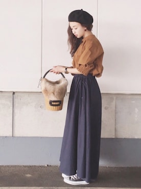 「コットンギャザーブラウス」｜陽さん（レディース・156cm）の秋コーディネート