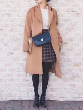 「ADAM ET ROPE'（アダムエロペ）のラウンドクロスボディーバッグ（ショルダーバッグ）」を使った、陽さん（レディース・156cm）の冬コーディネート