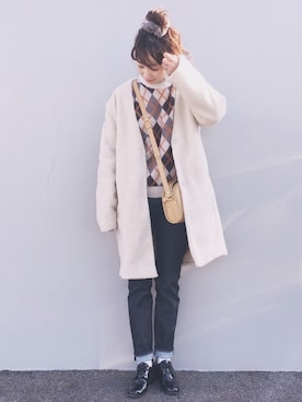 「ハーフムーンバック」｜「アイテム（その他アウター）」を使った、陽さん（レディース・156cm）の冬コーディネート