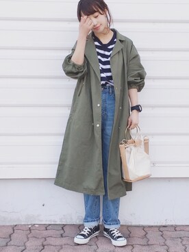 「GUコーデ」｜「アイテム（ミリタリージャケット）」を使った、陽さん（レディース・156cm）の春コーディネート