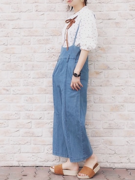 「GRL（グレイル）のアイテム（オールインワン・サロペット）」を使った、陽さん（レディース・156cm）の夏コーディネート