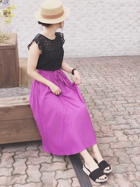 「index（インデックス）のアイテム（帽子）」を使った、陽さん（レディース・156cm）の夏コーディネート