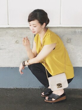 「マスタードイエロー」｜陽さん（レディース・156cm）の夏コーディネート