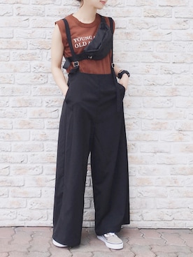 「reca（レカ）のアイテム（サロペット/オーバーオール）」を使った、陽さん（レディース・156cm）の夏コーディネート