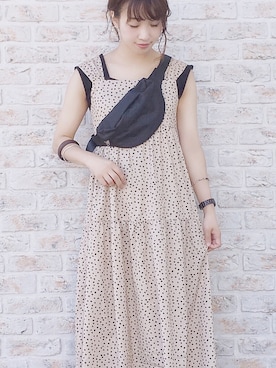 「ドットワンピ」｜「アイテム（アナログ腕時計）」を使った、陽さん（レディース・156cm）の夏コーディネート