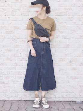 「Aラインスカート」｜「アイテム（帽子）」を使った、陽さん（レディース・156cm）の夏コーディネート