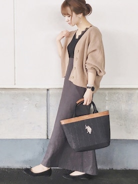 「U.S.POLO ASSN.」｜「アイテム（バレエシューズ）」を使った、陽さん（レディース・156cm）の秋コーディネート