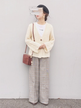 「14+（イチヨンプラス）のアイテム（ハンチング/ベレー帽）」を使った、陽さん（レディース・156cm）の秋コーディネート