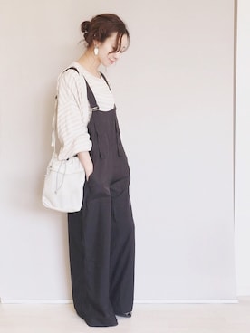 「titivate（ティティベイト）のアイテム（つなぎ/オールインワン）」を使った、陽さん（レディース・156cm）の冬コーディネート