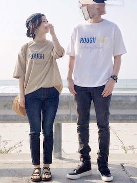 「コラボTシャツ」｜「アイテム（その他）」を使った、陽さん（レディース・156cm）の春コーディネート