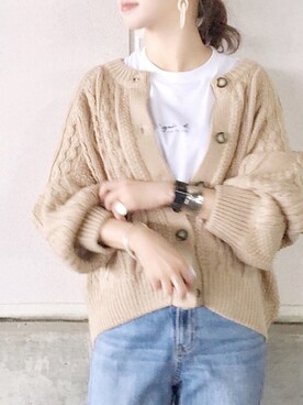 「petitcro（プティクロ）のpetitcro  ワイドバングル PCKB1901001（バングル/リストバンド）」を使った、陽さん（レディース・156cm）の夏コーディネート