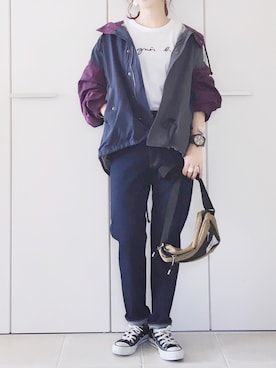 「Ne-net（ネネット）のアイテム（ブルゾン）」を使った、陽さん（レディース・156cm）の秋コーディネート