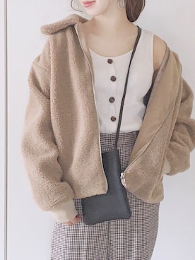 「marjour（マージュール）のFAKE LEATHER SACOCHE（ショルダーバッグ）」を使った、陽さん（レディース・156cm）の秋コーディネート