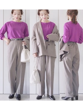 「NOLLEY’S（ノーリーズ）のアイテム」を使った、陽さん（レディース・156cm）の秋コーディネート