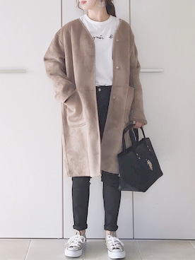 「URBAN RESEARCH Sonny Label（アーバンリサーチサニーレーベル）のアイテム（ムートンコート）」を使った、陽さん（レディース・156cm）の秋コーディネート