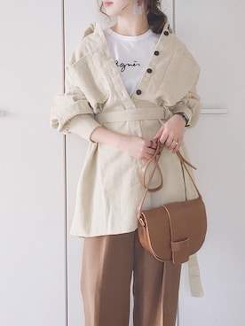 「シャツジャケット」｜「アイテム（シャツワンピース）」を使った、陽さん（レディース・156cm）の秋コーディネート