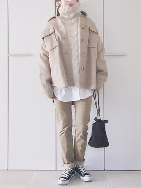「titivate（ティティベイト）のアイテム（その他アウター）」を使った、陽さん（レディース・156cm）の秋コーディネート
