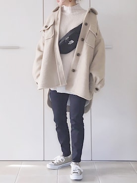 「LOWRYS FARM（ローリーズファーム）のアイテム（その他アウター）」を使った、陽さん（レディース・156cm）の冬コーディネート