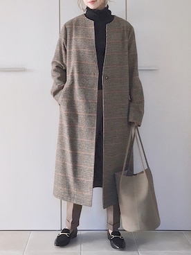 「黒タートルネック」｜「アイテム（アクセサリー）」を使った、陽さん（レディース・156cm）の冬コーディネート