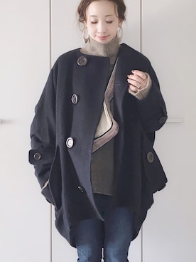 「mercibeaucoup,（メルシーボークー）のアイテム（その他アウター）」を使った、陽さん（レディース・156cm）の冬コーディネート