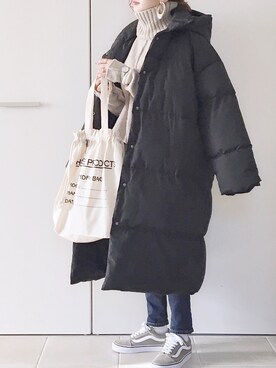 「moment+（モーメントプラス）のアイテム（ジャケット/アウター）」を使った、陽さん（レディース・156cm）の冬コーディネート