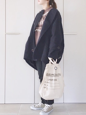 「mercibeaucoup,（メルシーボークー）のアイテム（その他アウター）」を使った、陽さん（レディース・156cm）の冬コーディネート