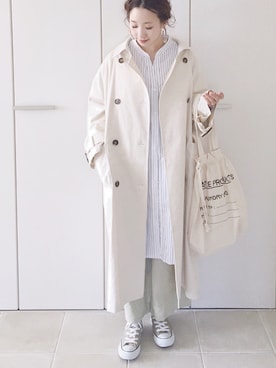「KBF（ケイビーエフ）のアイテム（その他アウター）」を使った、陽さん（レディース・156cm）の春コーディネート