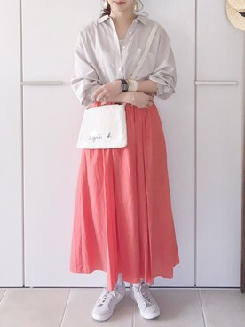 陽さんの「【WEB限定】【Gigi】綿シルクロングスカート」を使ったコーディネート