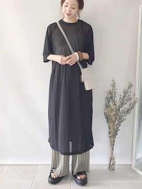 「ビーズバッグ」｜「アイテム（キャミソール）」を使った、陽さん（レディース・156cm）の夏コーディネート