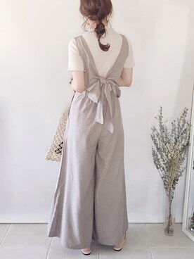 「GU（ジーユー）のアイテム（オールインワン・サロペット）」を使った、陽さん（レディース・156cm）の夏コーディネート