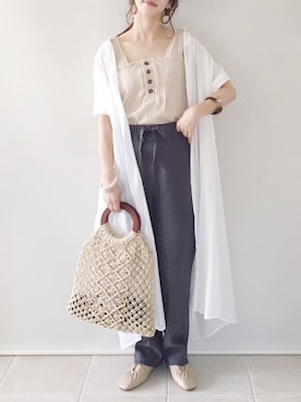 「ナチュラルスタイル」｜「アイテム（シャツワンピース）」を使った、陽さん（レディース・156cm）の夏コーディネート