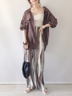 「CORNERS（コーナーズ）のアイテム（パンツ）」を使った、陽さん（レディース・156cm）の夏コーディネート