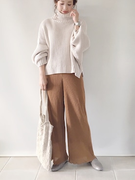 「ボリュームニット」｜「アイテム（アクセサリー）」を使った、陽さん（レディース・156cm）の秋コーディネート