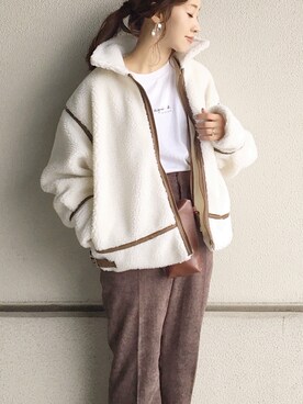 「moment+（モーメントプラス）のアイテム（ジャケット/アウター）」を使った、陽さん（レディース・156cm）の秋コーディネート